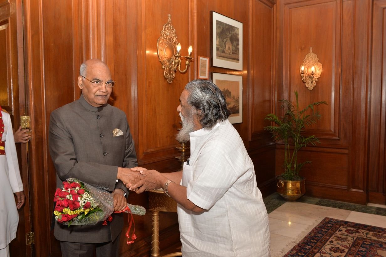 Shibu Soren during a courtesy call with the President of India at Rashtrapati Bhavan